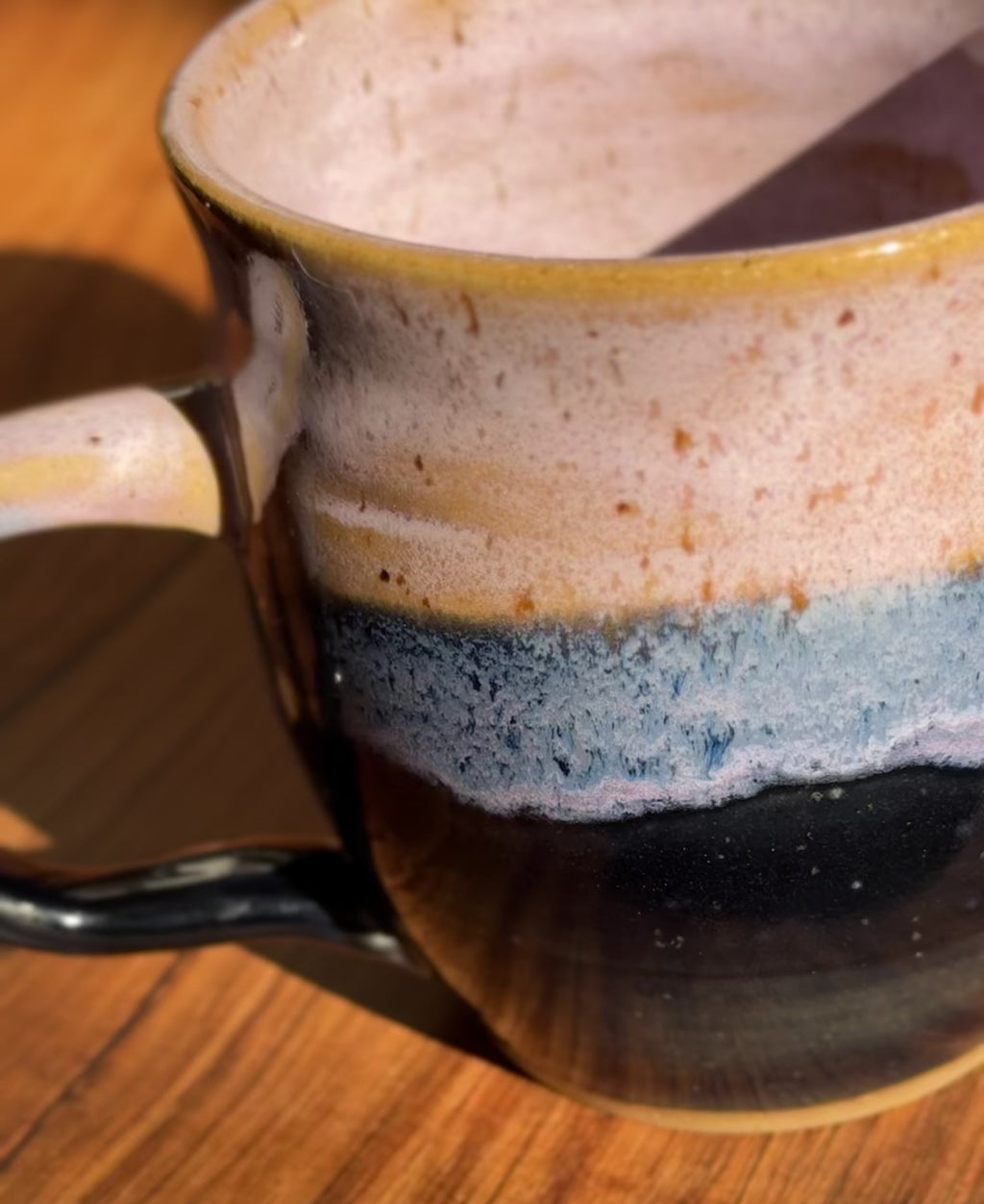 Pink and Black Handmade Ceramic Mug (Reclaimed Clay, Stoneware)